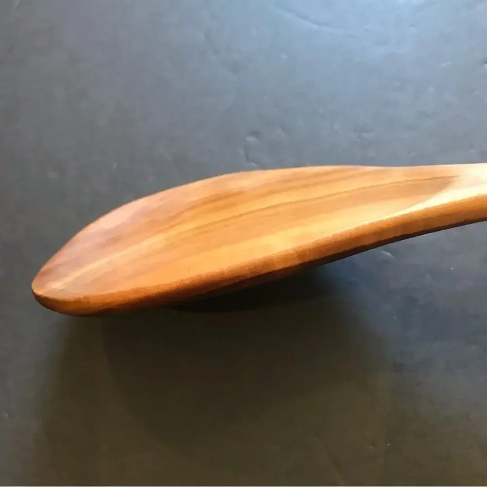 African Hand Carved Wooden Zebra Serving Spoons, Two Piece Set